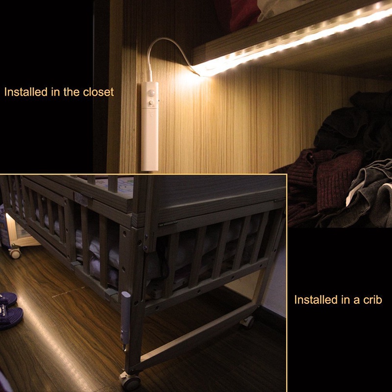 Lampu LED Strip dengan Sensor Gerak 1M Warm White 3000K