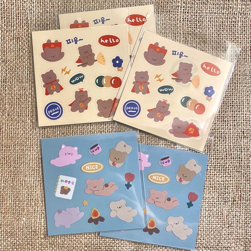 

Bear sticker sheet I ( Deco sticker Polcos Sticker journaling Sticker Bujo )