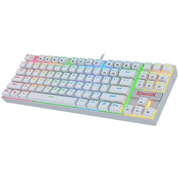 Keyboard Gaming Redragon mechanical Wired Usb 2.0 gold TKL 87 key RGB Kumara white k552w-rgb