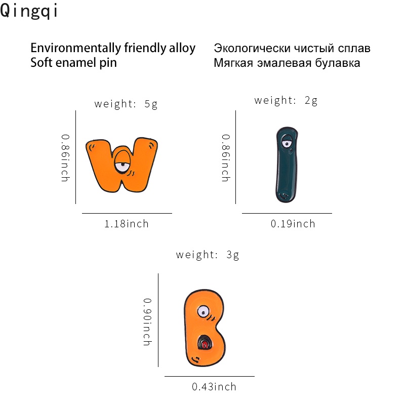 Bros Pin Enamel Desain Kartun 26 Huruf Alfabet A-Z Untuk Anak