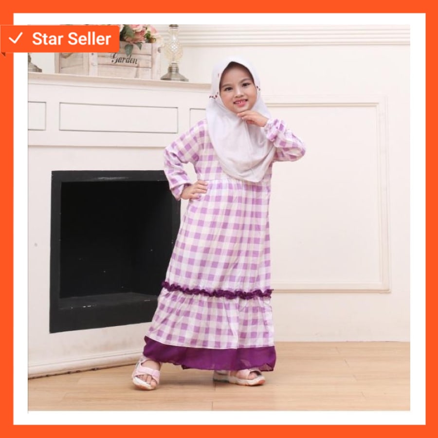 GAMIS ANAK LOVATA GAMIS MOTIF KOTAK TERBARU