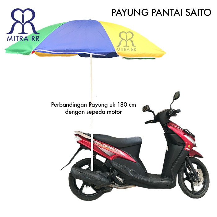 Payung Pantai Pelangi Taman Cafe Tenda Jualan Dagang Parasol Saito 260 cm - Free Packing Bubble Wrap dan Dus