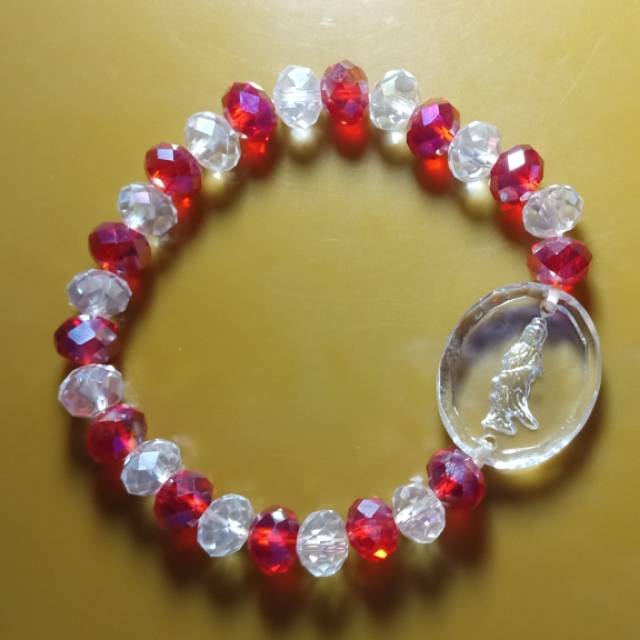 Gelang kwan im kristal merah putih