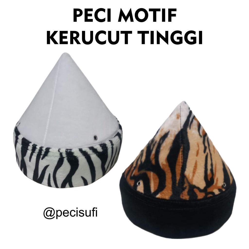 Peci Motif Kerucut Tinggi / Peci Unik / Peci Sufi / Songkok Kopiah