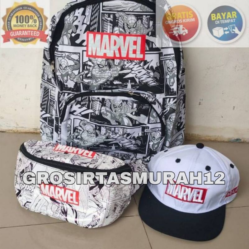 PROMO COD TAS RANSEL SEKOLA ANAK LAKI LAKI MARVEL KEREN PAKET BACKPACK PAUD TK SD 3IN1 FREE TOPI WAISTBAG SERBAGUNA KADO ANAK TERBARU TAS ANAK LAKI LAKI TAS ANAK COWOK