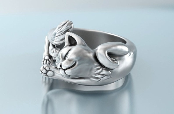 Xinting Cincin Open Ring retro Desain Kucing Kehidupan Untuk Wanita