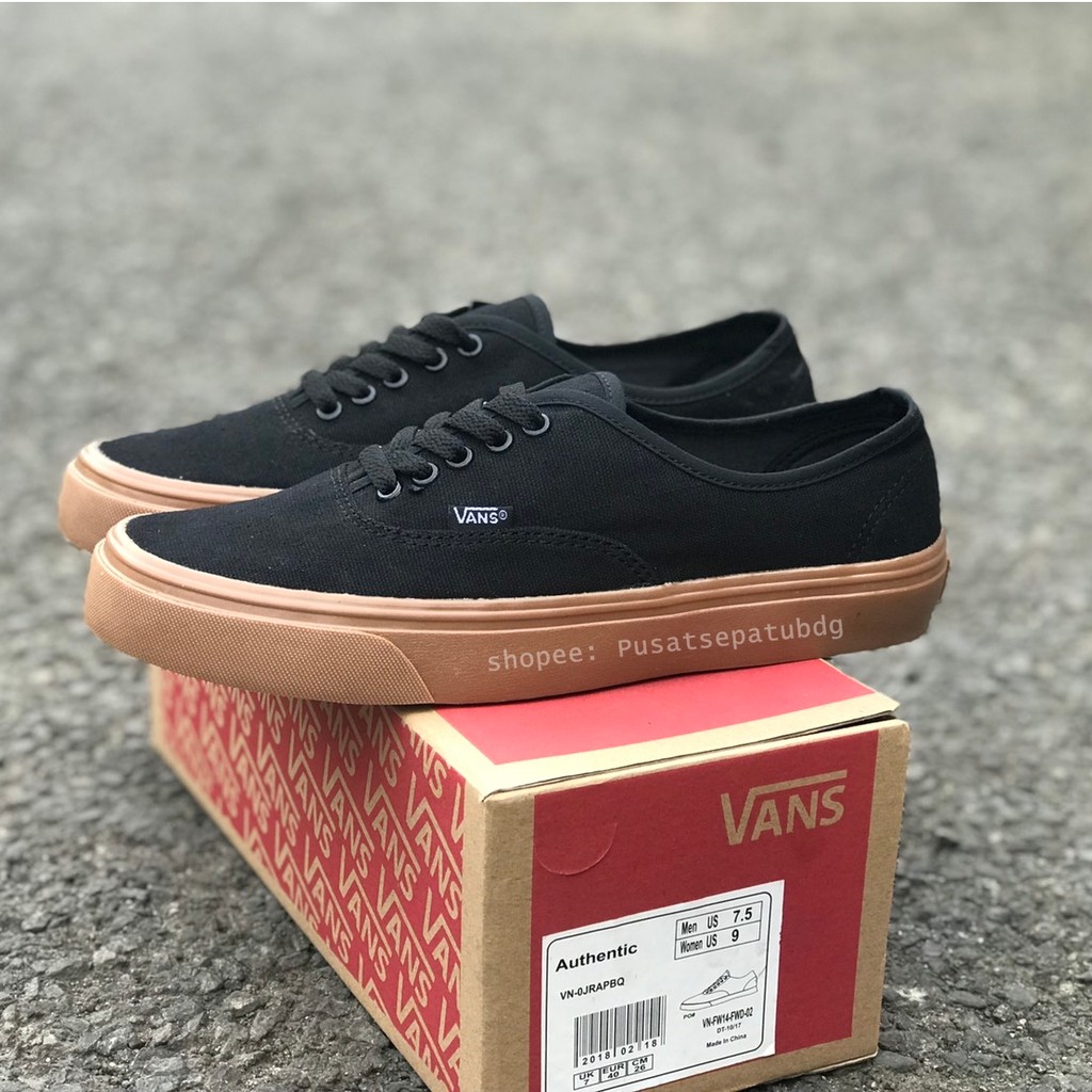 VANS AUTHENTIC BLACK GUM HITAM COKLAT