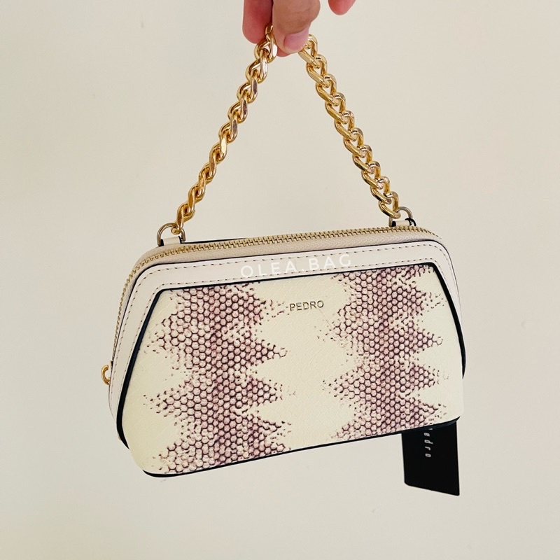 Tas Pedro Wanita Snake-Effect Leather Pouch