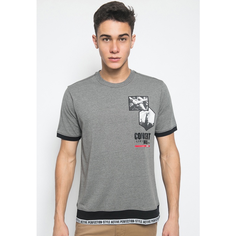 Johnwin - Kaos Casual - Kaos Pria - Kaos Lengan Pendek - Abu - Concert Live Music - ATS.622.M345.01.