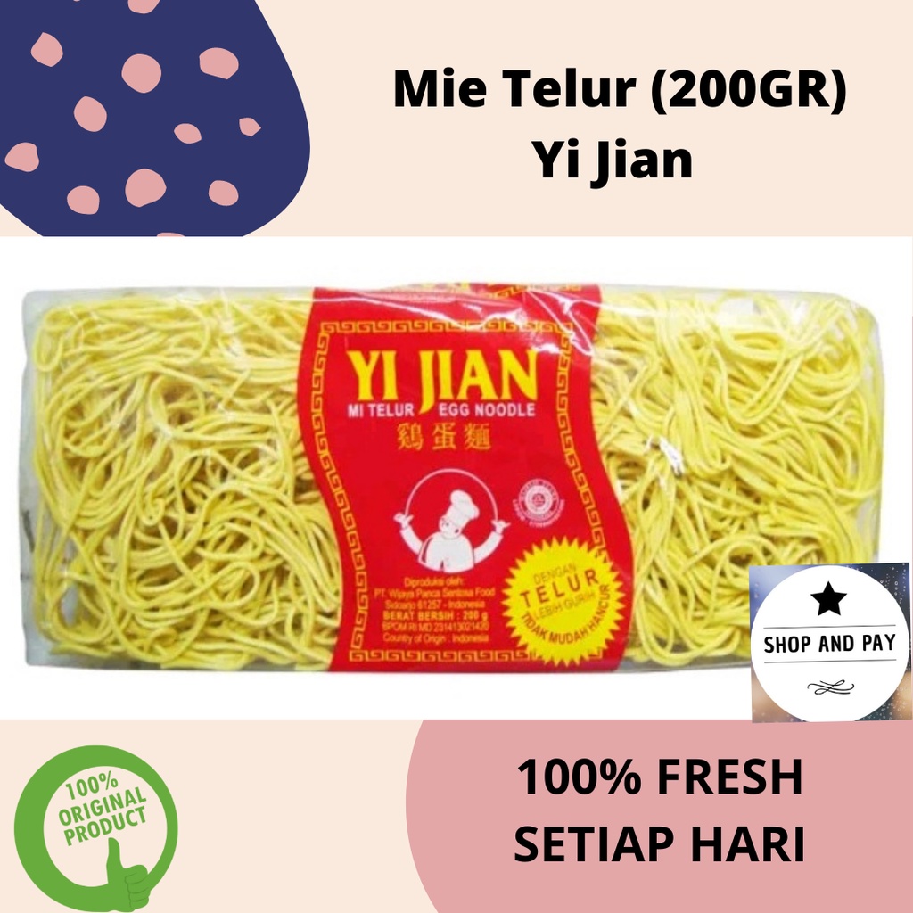 

Mie Telur Yi Jian Kecil / Lebar Egg Noodle YiJian Mi Telor 200 GRAM