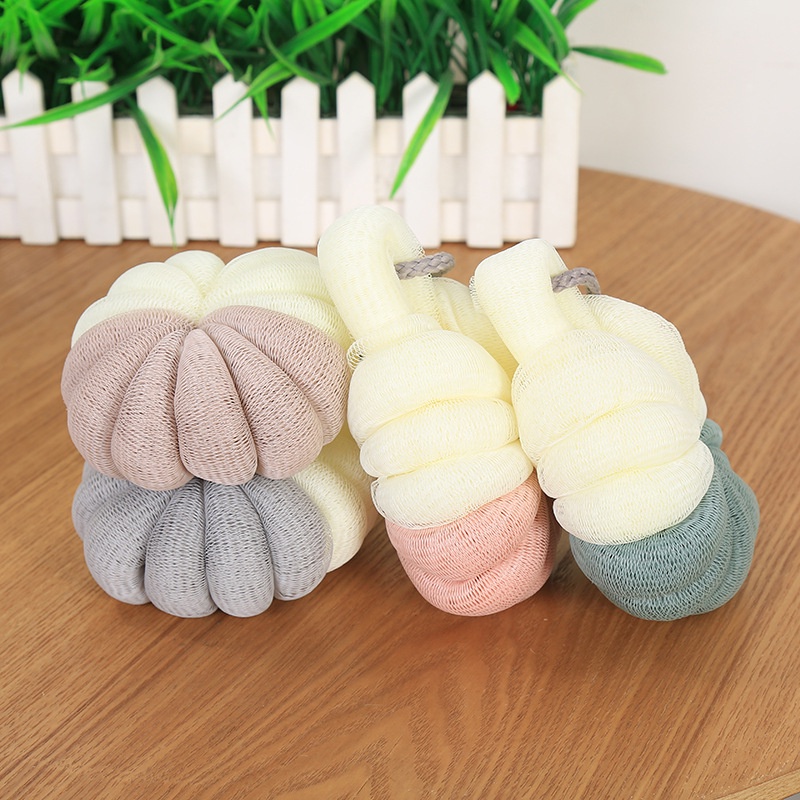 Simple Style Two-color Stitching Shower Sponge Mesh Bathing Brush Loofah Bath Ball Rich Bubbles Body Scrubber Scrubbing Artifact