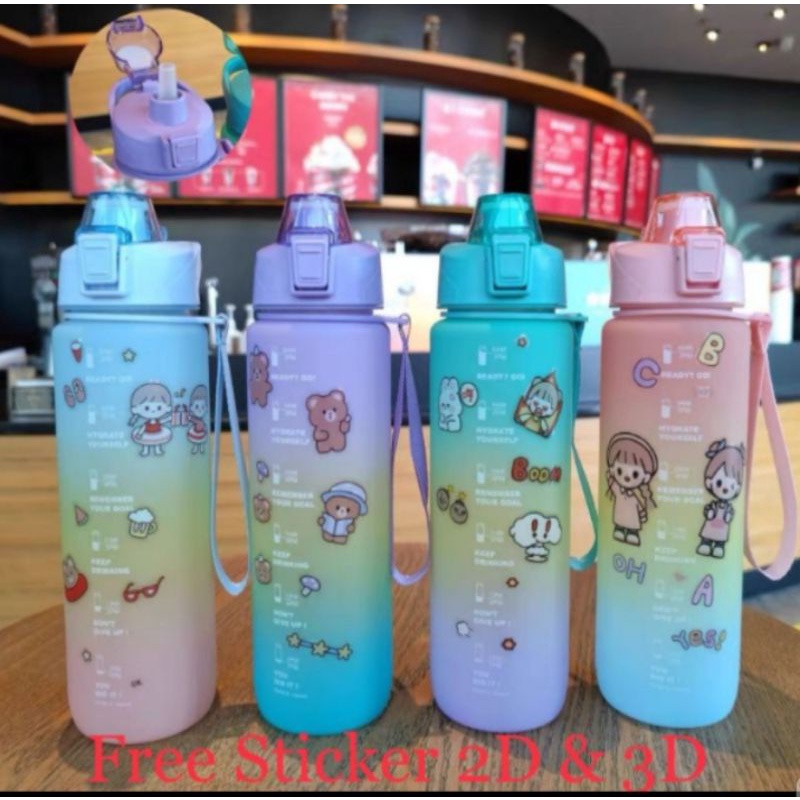 NEW BOTOL VIRAL 1LITER RAINBOW