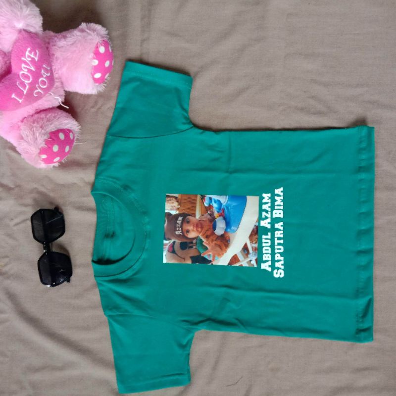 Kaos anak custom foto dan nama