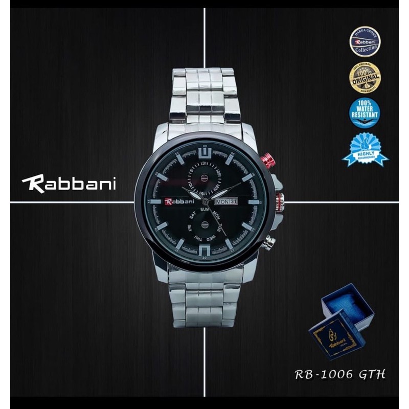 JAM TANGAN ORIGINAL PRIA COWOK RANTAI ANTI AIR GROSIR RABBANI SPORT TAHAN AIR ORI GROSORAN MURAH