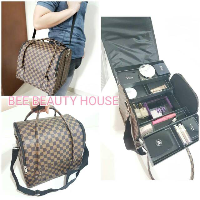 Beauty case koper makeup LV damier sling bag