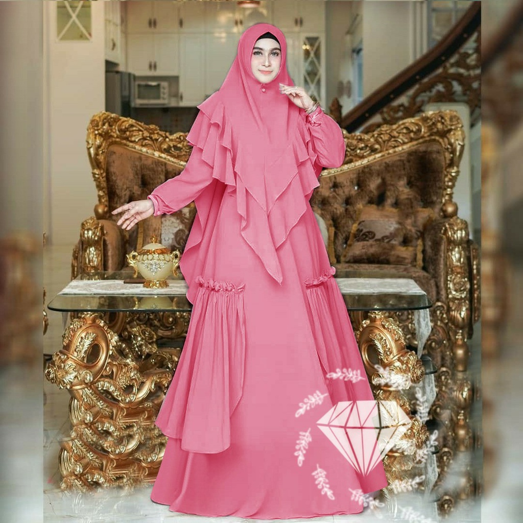 gamis set overall wanita dress muslim midi dress muslim dress wanita baju dress wanita muslim