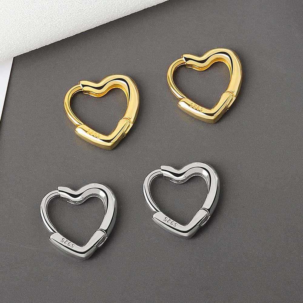 Needway  Wild Hoop Earrings Sweet Fashion Jewelry Piercing Earrings Women Heart Buckle Cute Temperament Girls Simple Copper/Multicolor