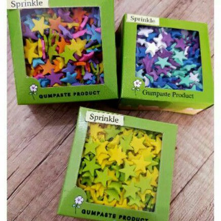 sprinkle bintang bunga hiasan kue gumpaste box