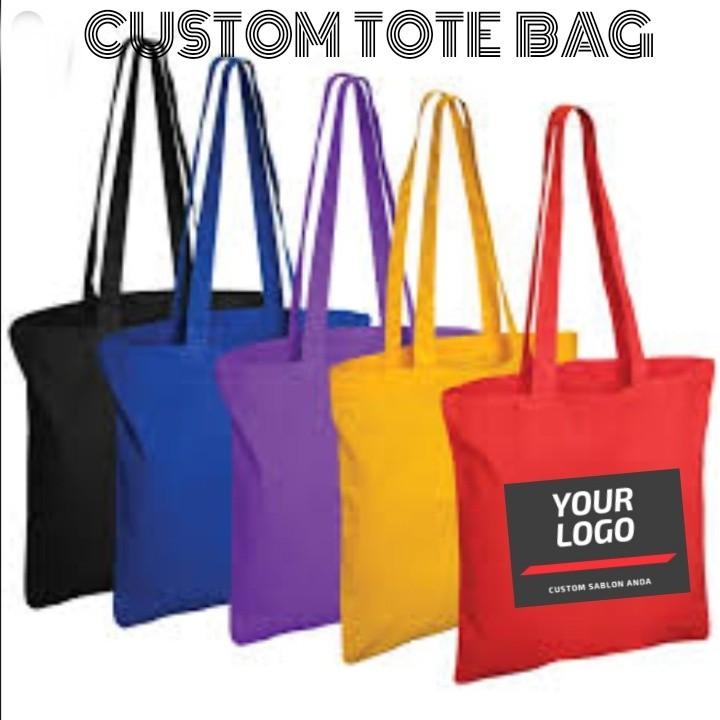 TOTEBAG POLOS TOTE BAG POLOS HITAM,PUTIH ,WARNA WARNI  Spondbond Pakai Perekat bisa CUSTOM SABLON