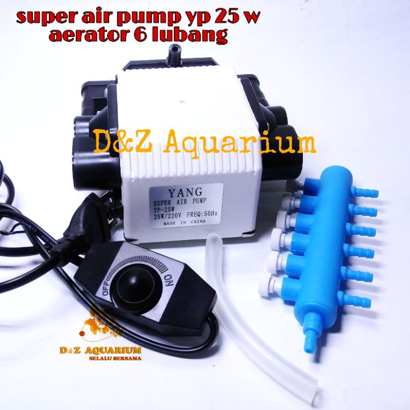 Aerator 6 Lubang Yang Super Air Pump YP 25w Blower 25 Watt Air Flow Adjuster