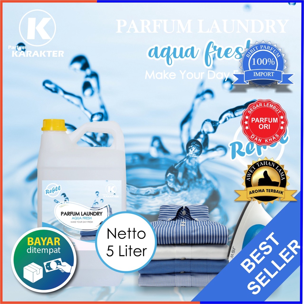 Parfum Laundry aroma Aqua Fresh | Bibit Parfum Import Wangi &amp; Tahan Lama | Kemasan 5 Liter | Bisa Cod | Terlaris