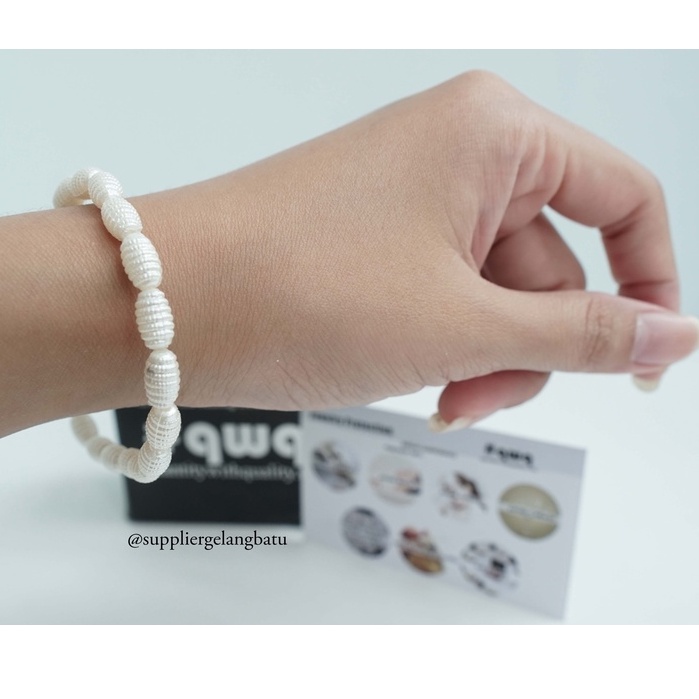 GELANG Mutiara Sintetis OVAL KEPOMPONG WHITE PEARL kado aksesoris