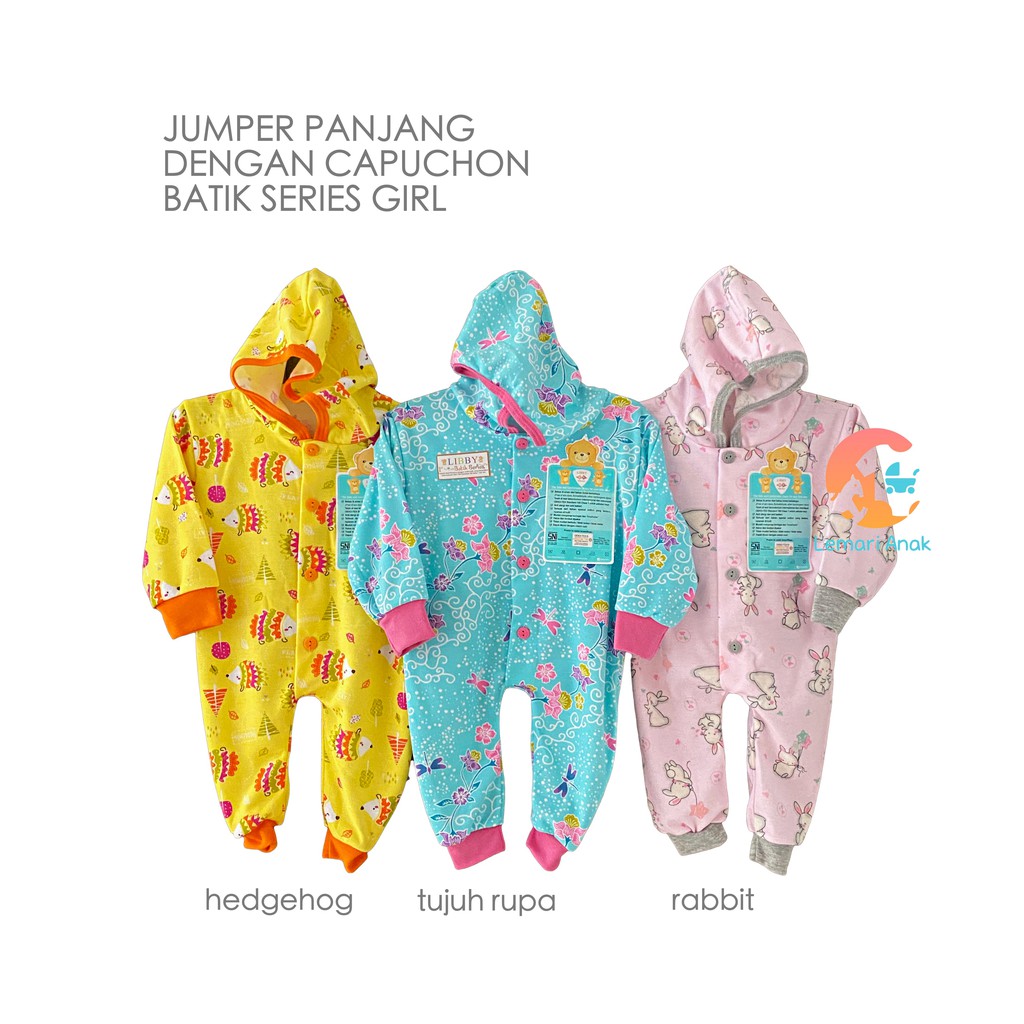LIBBY Baju Kodok  Topi Buka Kaki Jumper Panjang BATIK  