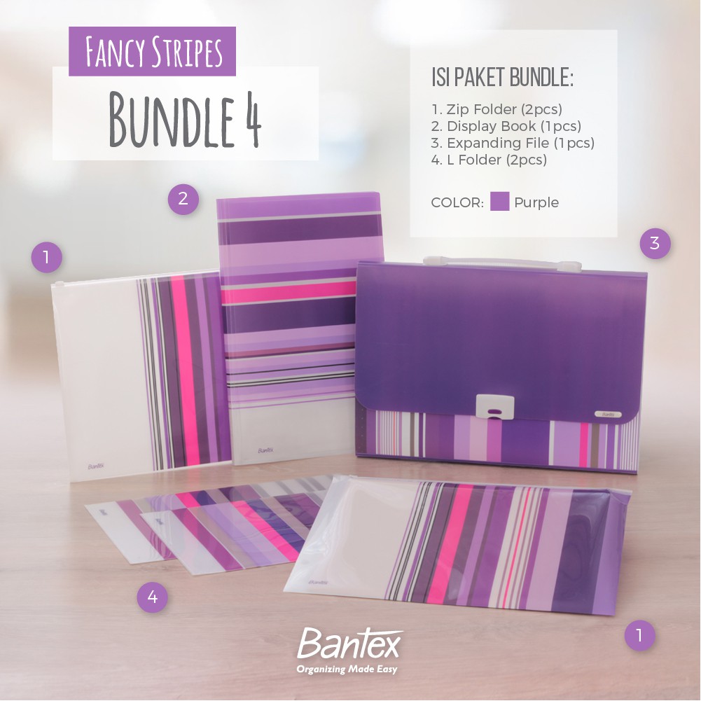 

[Zada] Bantex Fancy Stripes Lilac Bundle 4
