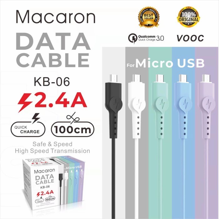 Kabel Data Macaron 2.4A tipe KB-06 Support Fast Charging colokan Micro Grosir