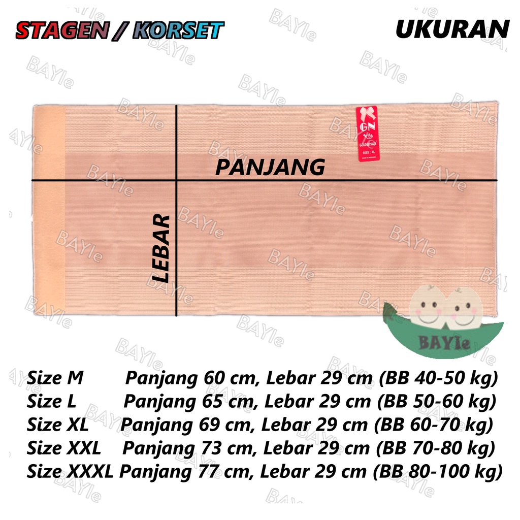 BAYIe - Korset / Stagen Pelangsing/Pengecil Perut setelah Melahirkan Model PEREKAT GOLDEN NICK 901P Lebar 29 cm Size M, L, XL, XXL, XXXL