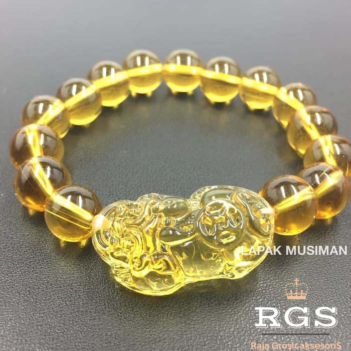 [Bayar Di Tempat] RGS GELANG YELLOW CITRINE KOMBINASI PIXIU