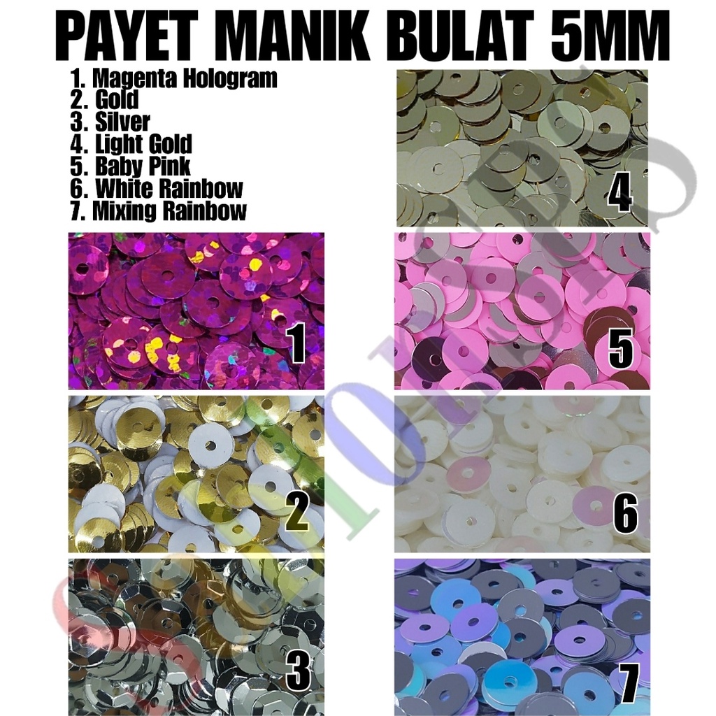 MANIK-MANIK PAYET JAHIT MOTIF BULAT 5MM