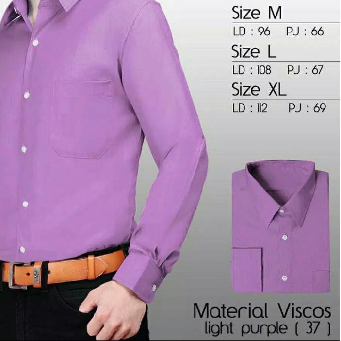 ♗ Kemeja Pria Warna Ungu Muda Formal Polos Lengan Panjang Regular / Kemeja Formal Cowok ♙