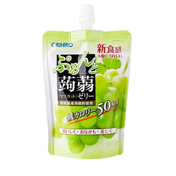 

Orihiro Fruit Konyaku konjaku Jelly Drink : rasa Muscat 130 Gram. rasa anggur hijau