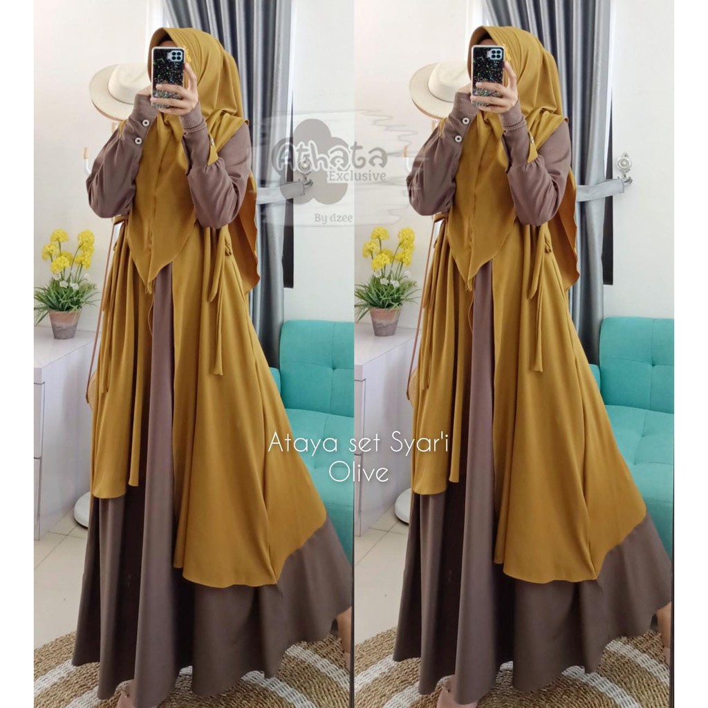 [ ATHATA ORIGINAL ] ATAYA SET SYAR'I/ GAMIS SET HIJAB ATHATA EXCLUSIVE