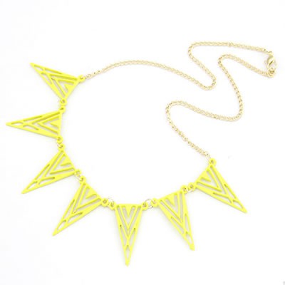 LRC Kalung Wanita Shade Hollow Out Triangle Shape Alloy Korean Necklaces