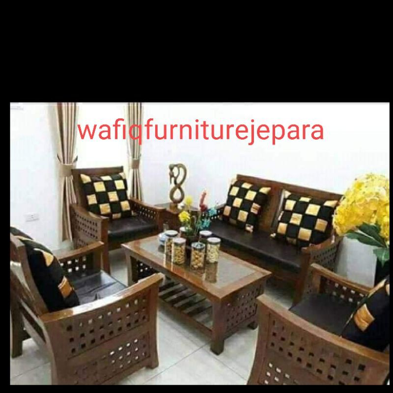 kursi tamu minimalis kayu jati +busa