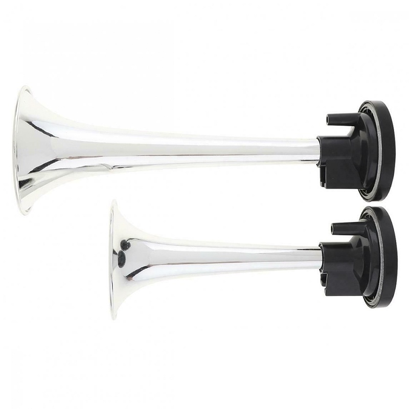 (LUCKID) 2pcs Klakson Udara Dual Trumpet Warna Hitam Untuk Mobil / Truk / Kereta