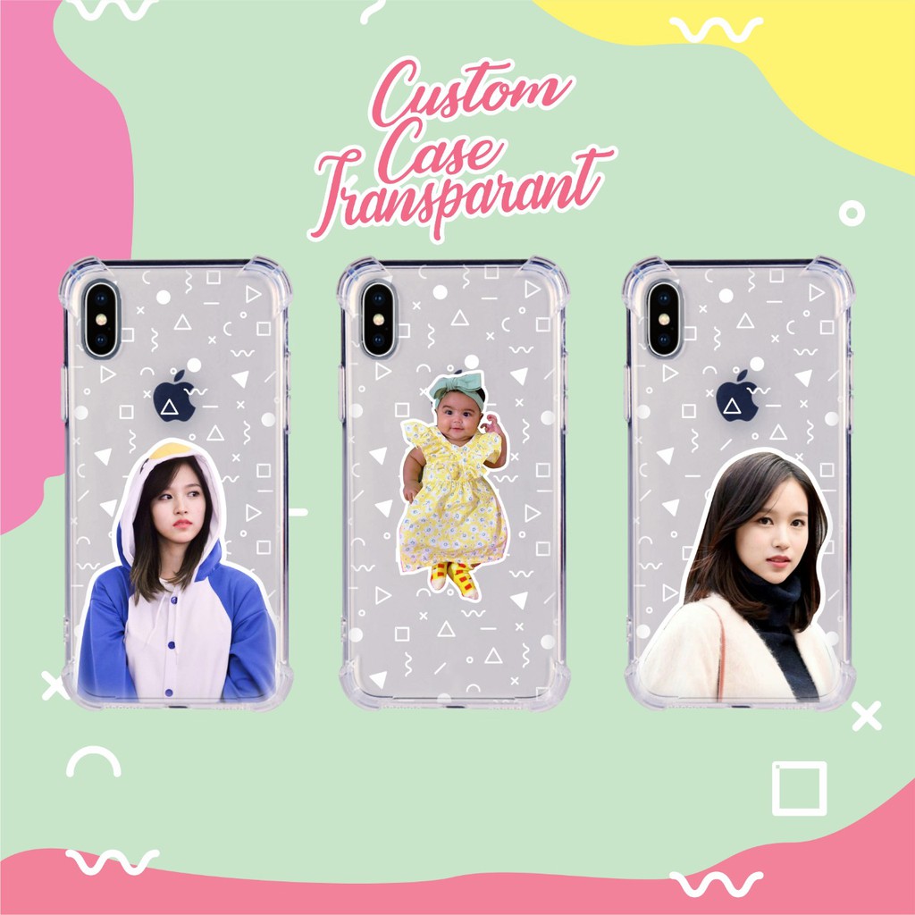 Custom Foto Transparant anticrack printing Softcase Vivo y11 y30 y50 realme c3 5 6 pro redmi note 9 pro 8a 9a