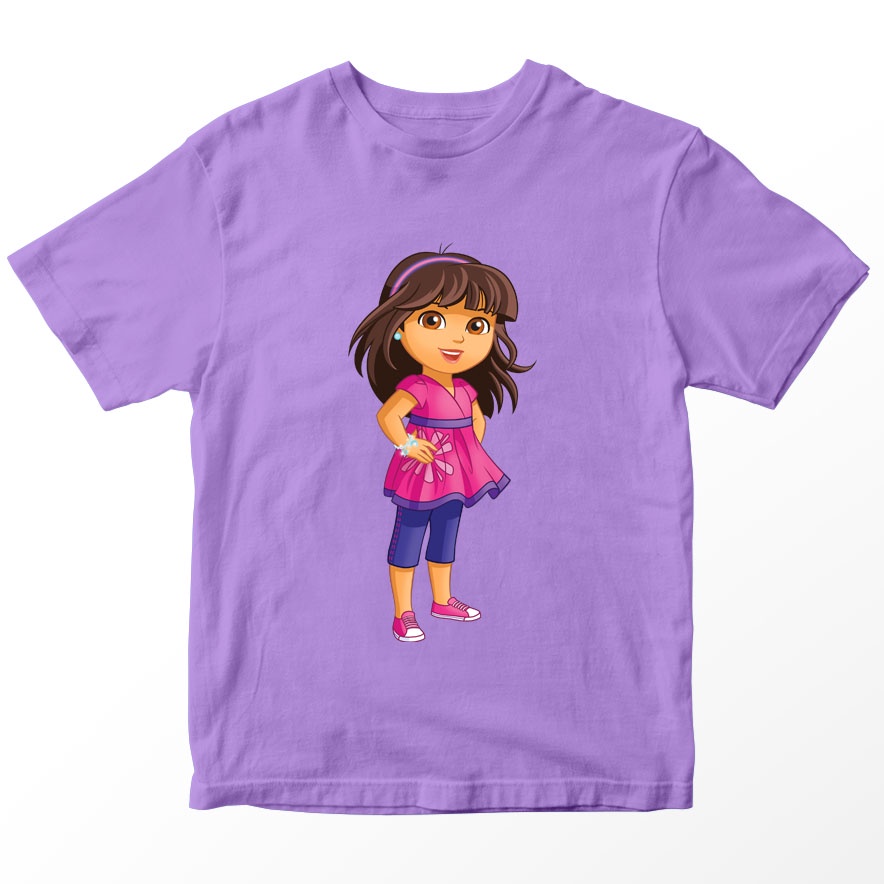 Kaos Dora 2, Warna Lilac Ungu Umur 1-10 Tahun