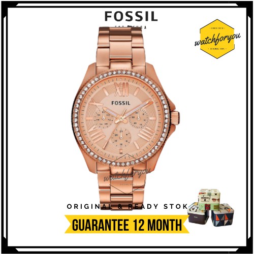 Jam Tangan Wanita Fossil AM4483 Cecile Multifunction Rose Gold-Tone 40mm 10 ATM + Tin Box Original