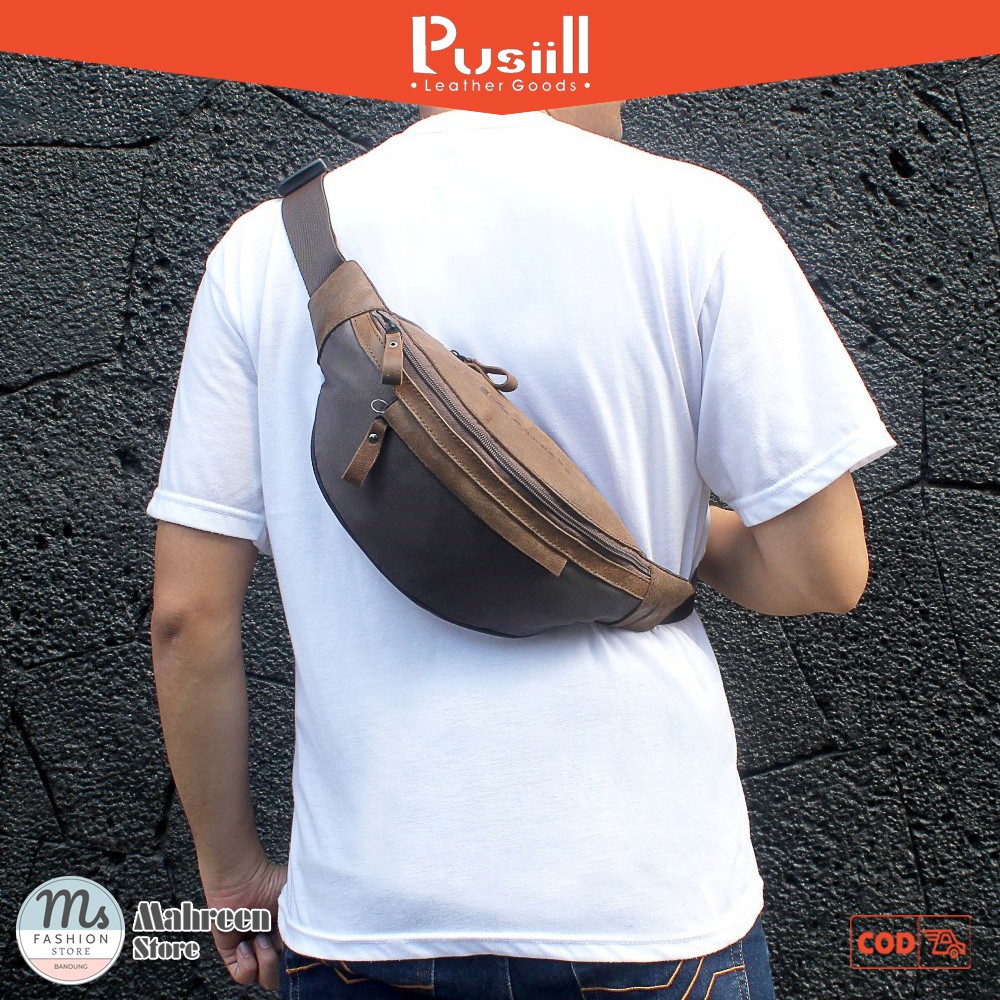 Tas Waist Bag Tas Selempang Pria Premium Kulit Original Pusiill | XM 057