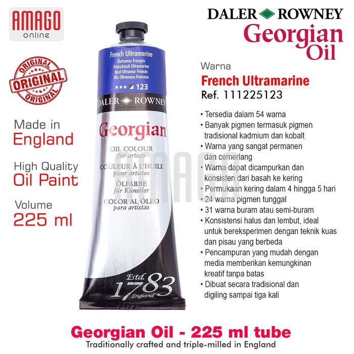 DALER-ROWNEY - GEORGIAN OIL 225 ml - FRENCH ULTRAMARINE - 111225123