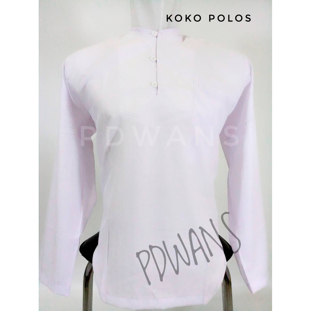 BAJU KOKO POLOS KATUN RAYON Koko Baju Koko Lengan Panjang PUTIH