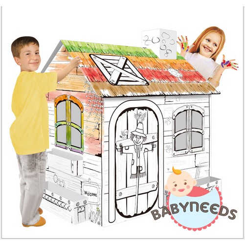 COLOURING KIDS ACIVITY PLAYHOUSE RUMAH KARDUS JUMBO HOUSE