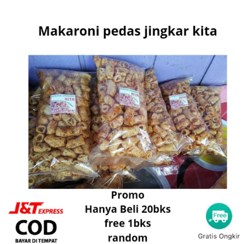 Cemilan kerupuk makaroni jingkar kita - makanan ringan - sneck - jajanan - pedas - jingkar - kita kemasan besar