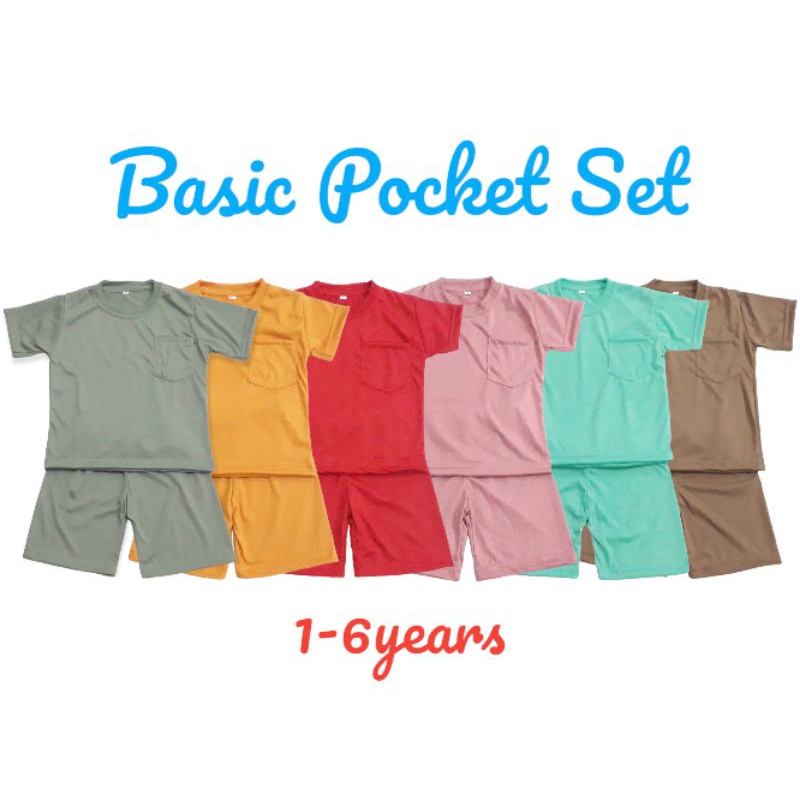 BASIC SET POCKET 1-5years kaos pocket anak setelan pendek