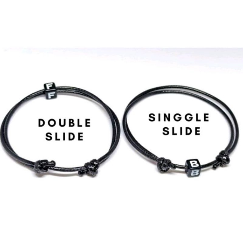 Gelang Inisial/Gelang huruf/Gelang Hitam/Gelang Viral/Gelang Couple