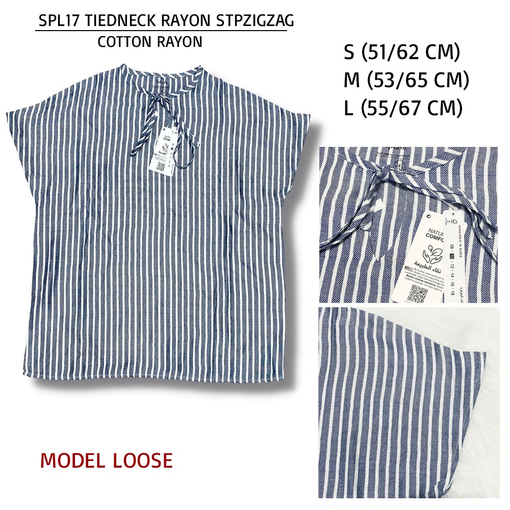 Blouse Wanita Casual TieNeck Loose Linen Cotton Rayon (SPL17 TIENECK TOP)-1