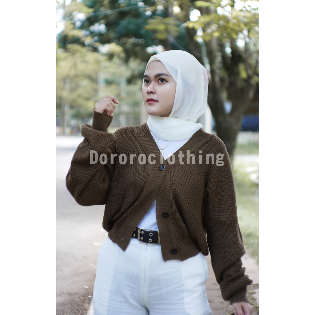 Cardigan Crop Kancing / Kardigan Rajut Oversize Kancing Rajut Premium